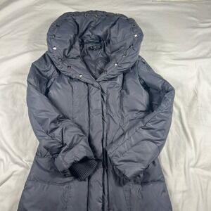 Women's puffer jacket by Steve by Searle featuring studded detailing on the hood